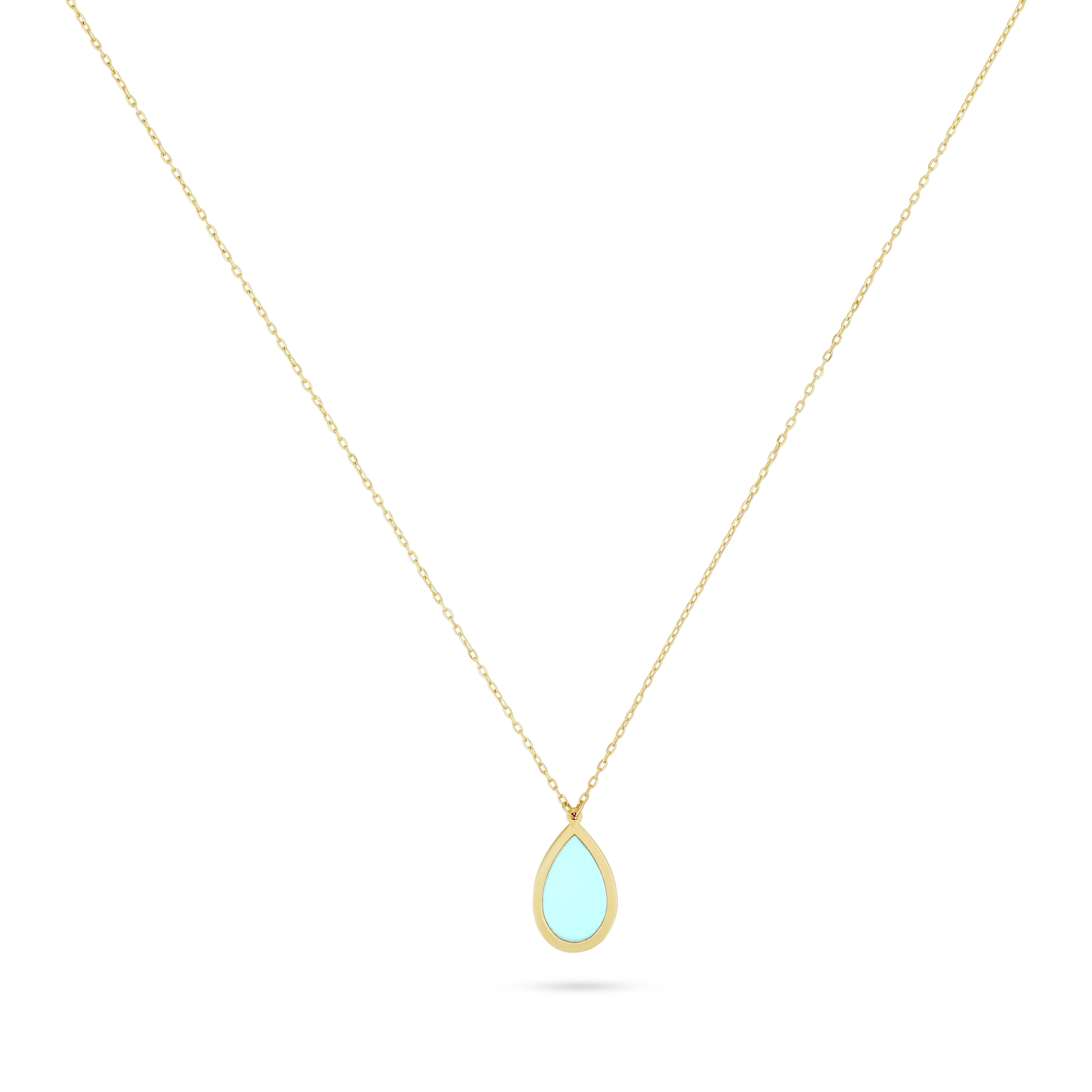 18k gold necklace with turquoise enamel pendant 