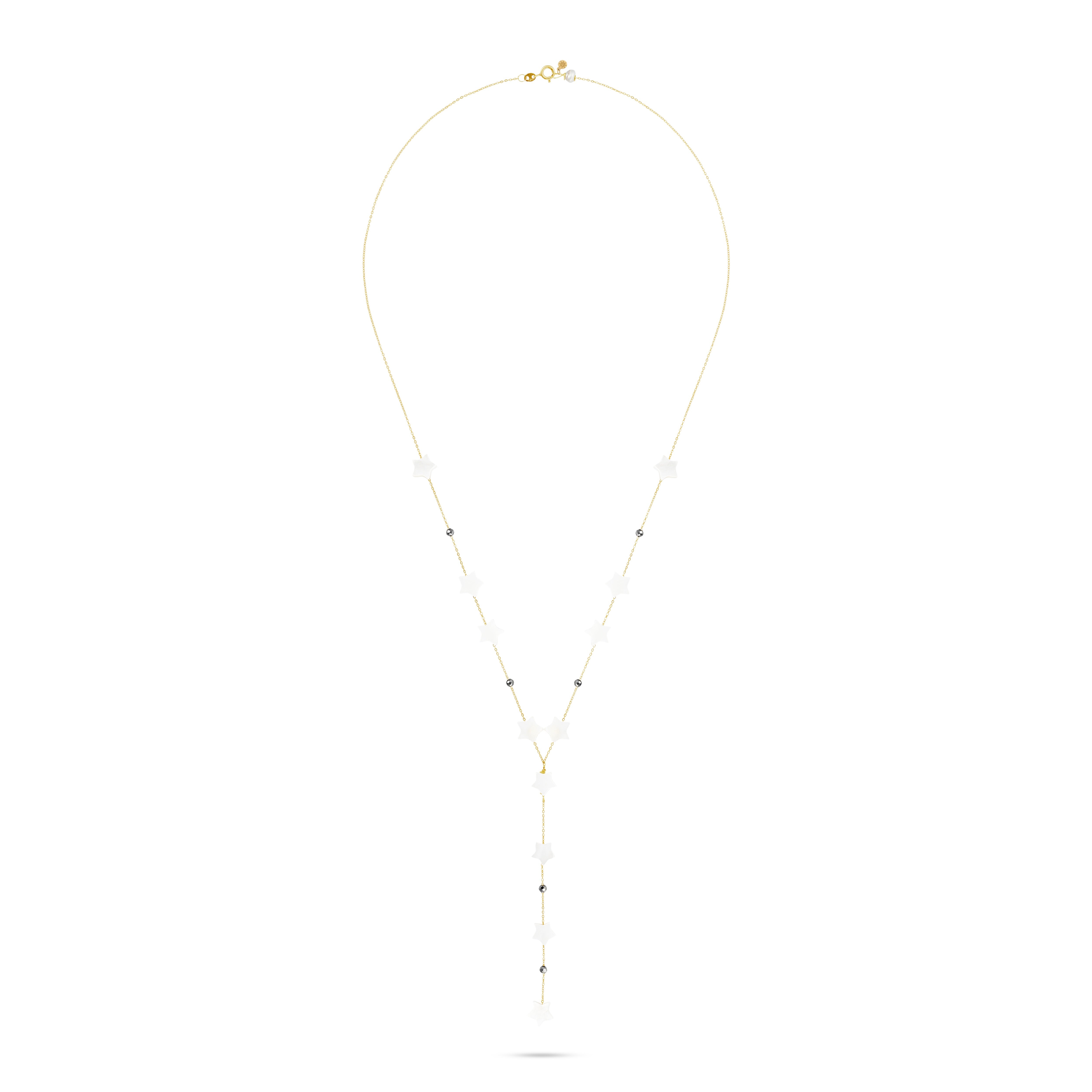 18k gold seashells stars necklace lariat style 