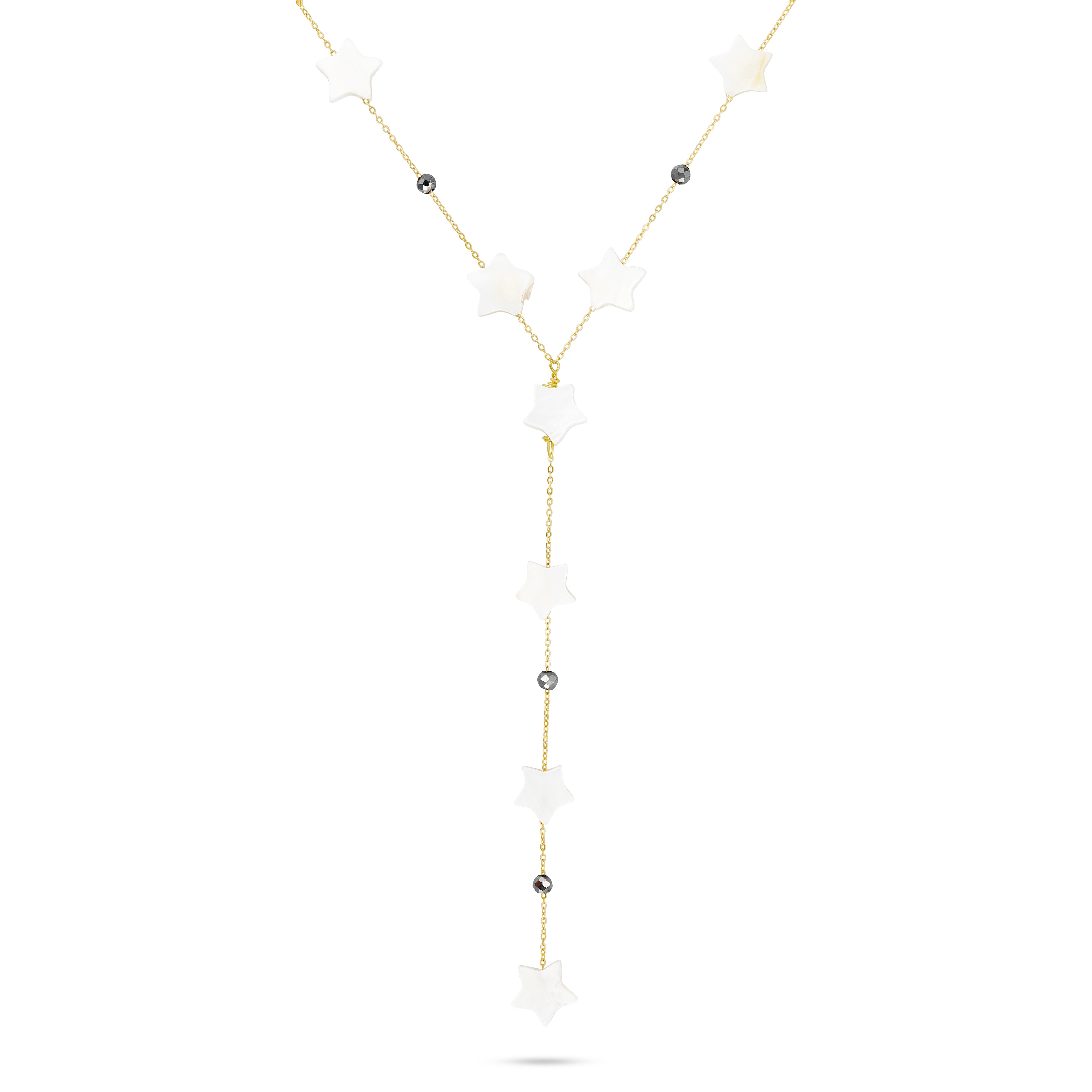 18k gold seashells stars necklace lariat style 