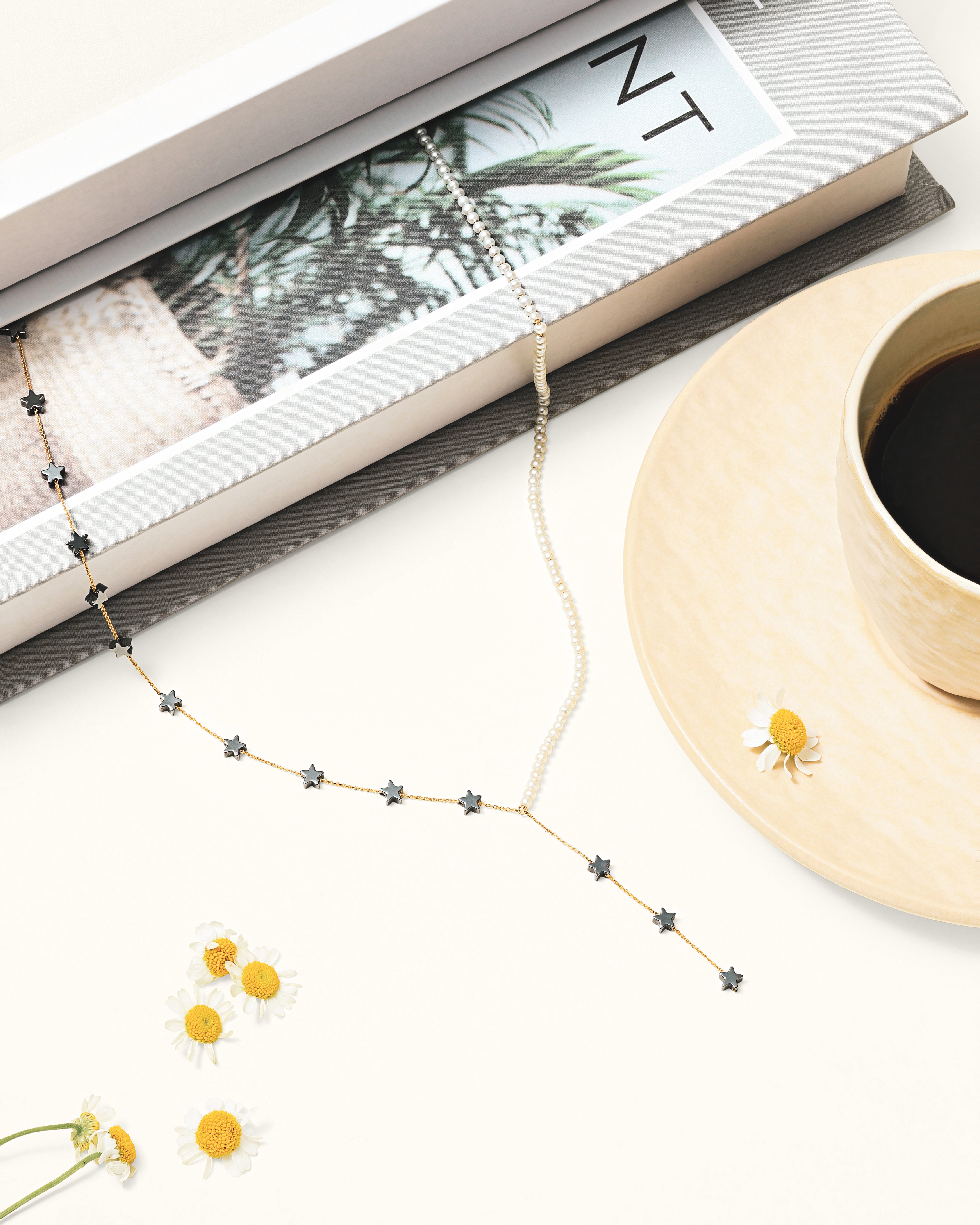 Pearl & Star Lariat Necklace