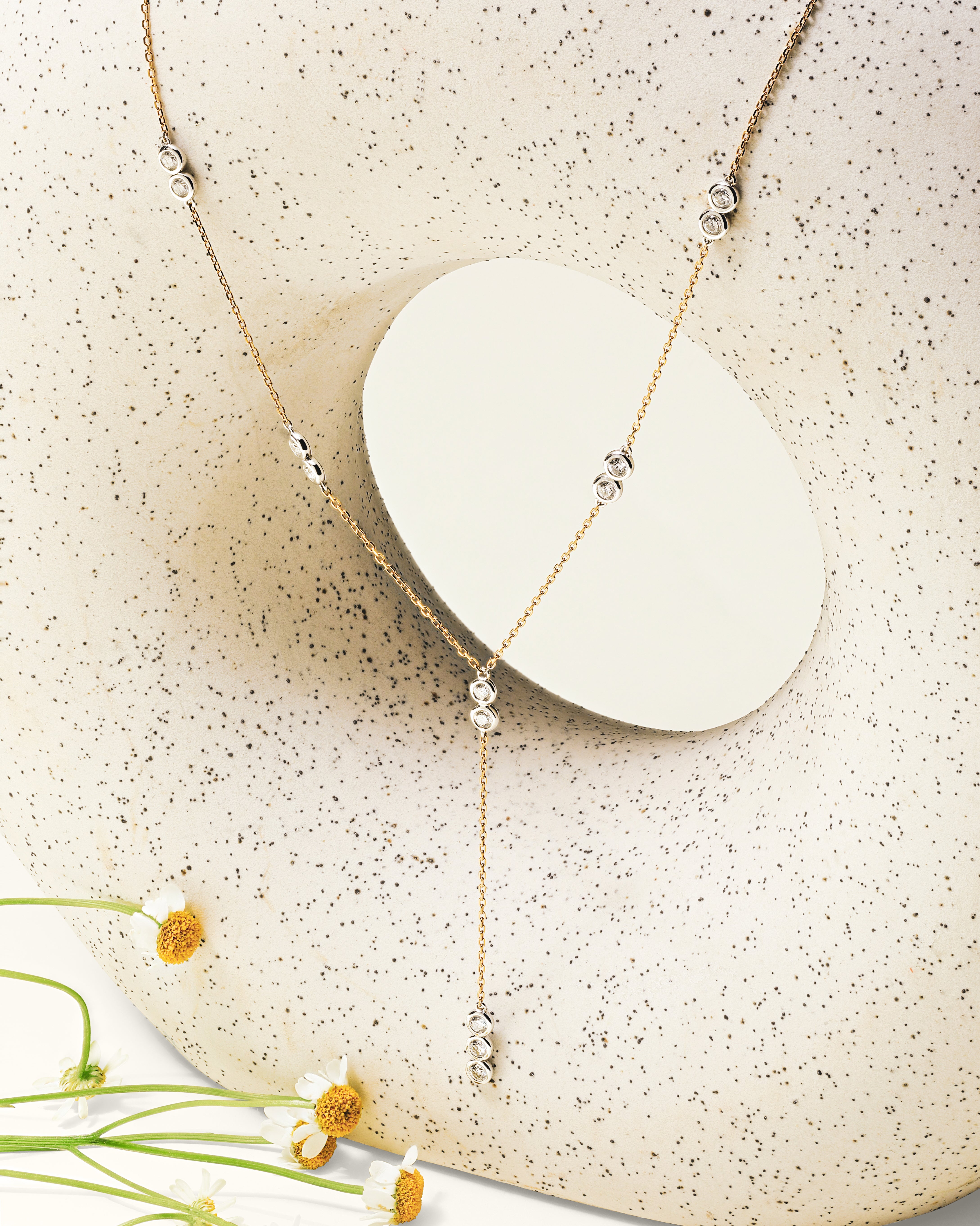 Diamond Bezel Lariat Necklace