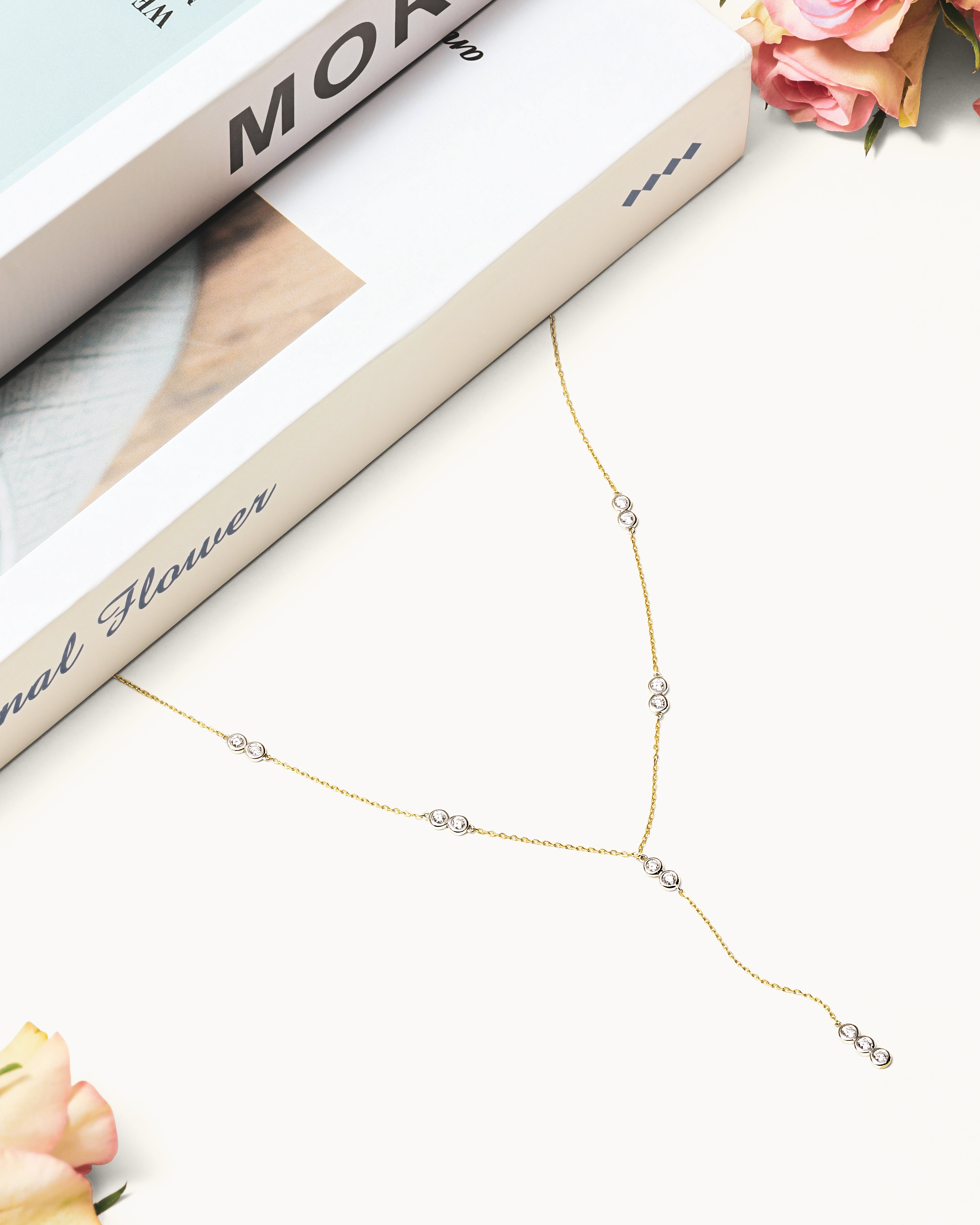 Diamond Bezel Lariat Necklace