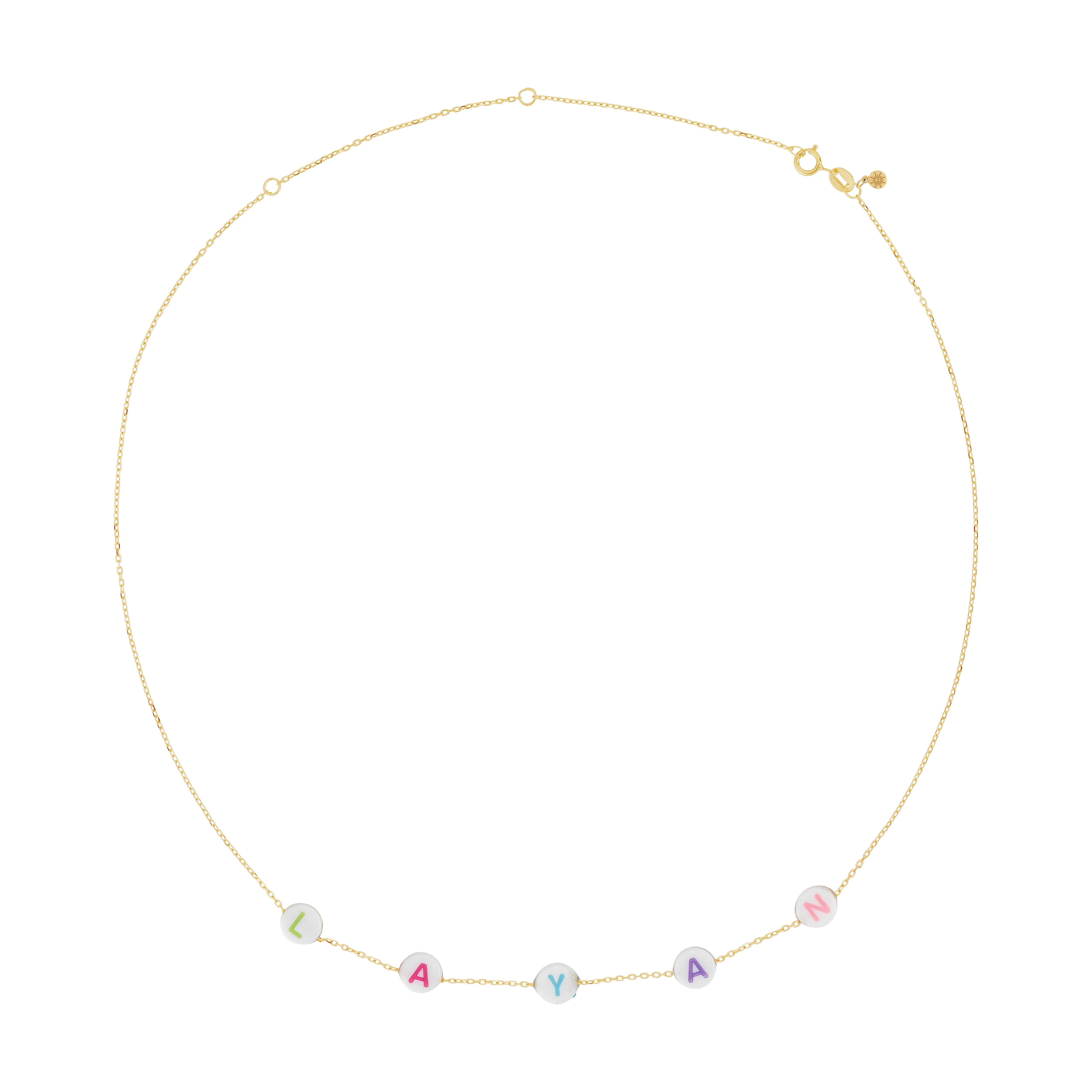18k gold letter necklace beads