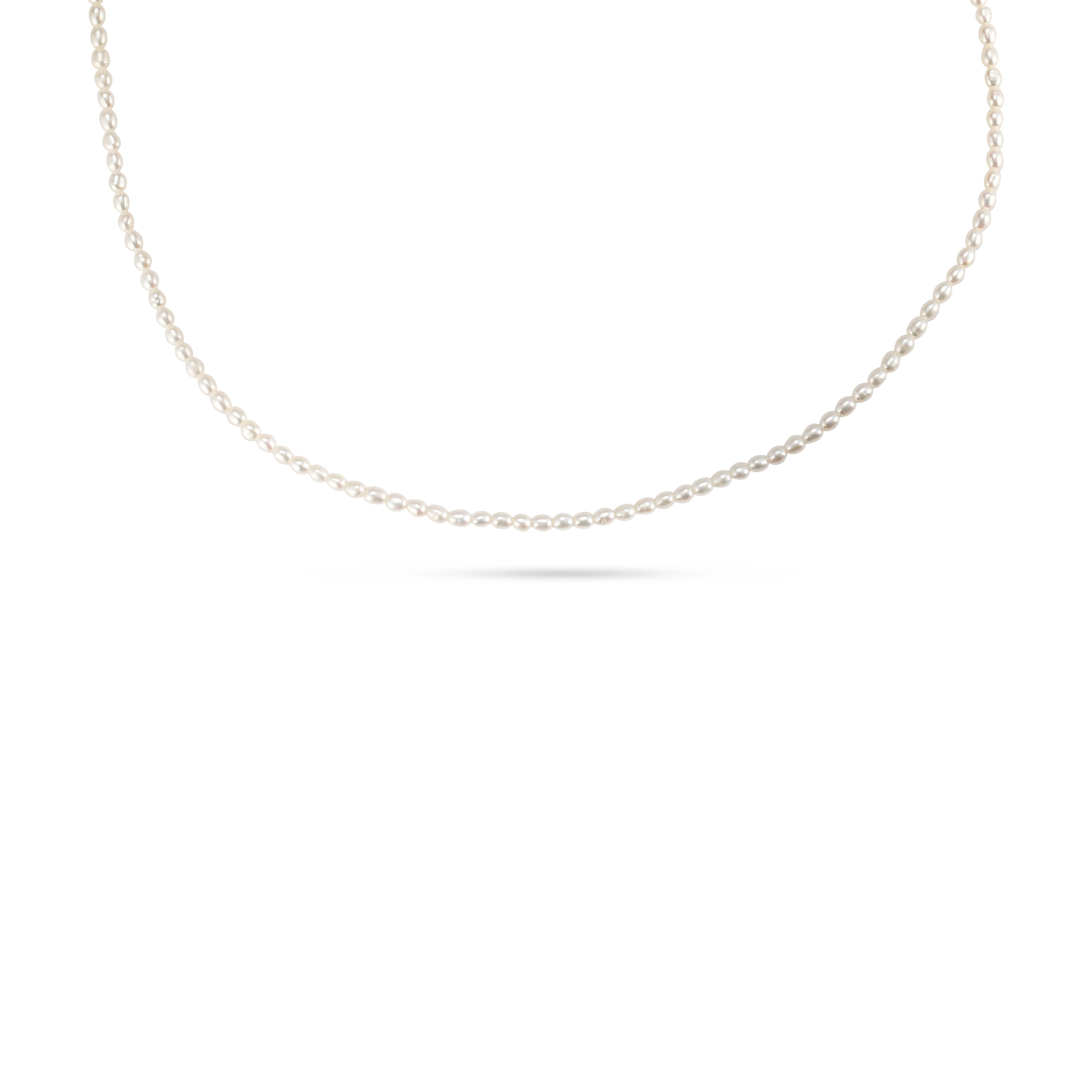 Freshwater rice pearls 18k gold necklace