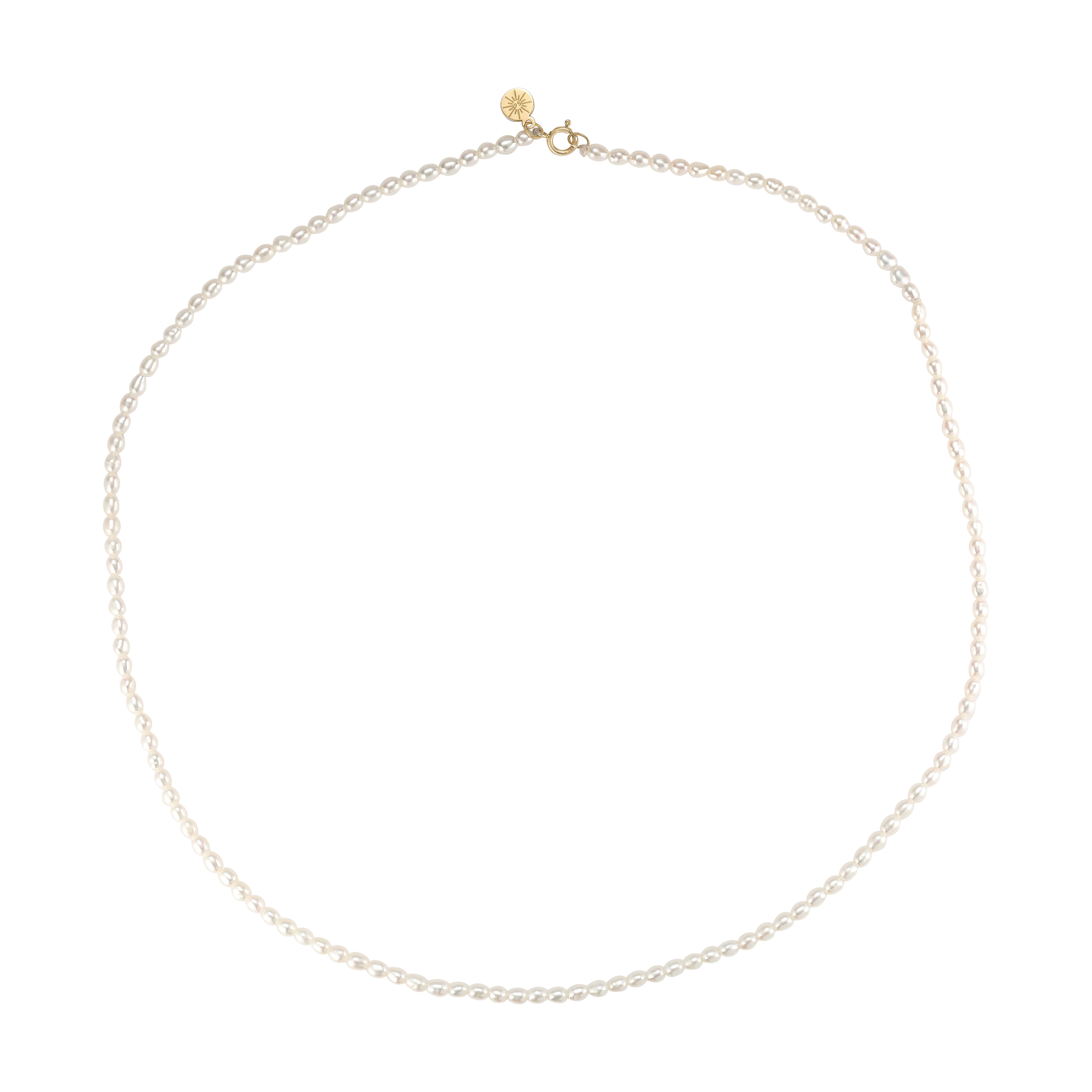 Freshwater rice pearls 18k gold necklace