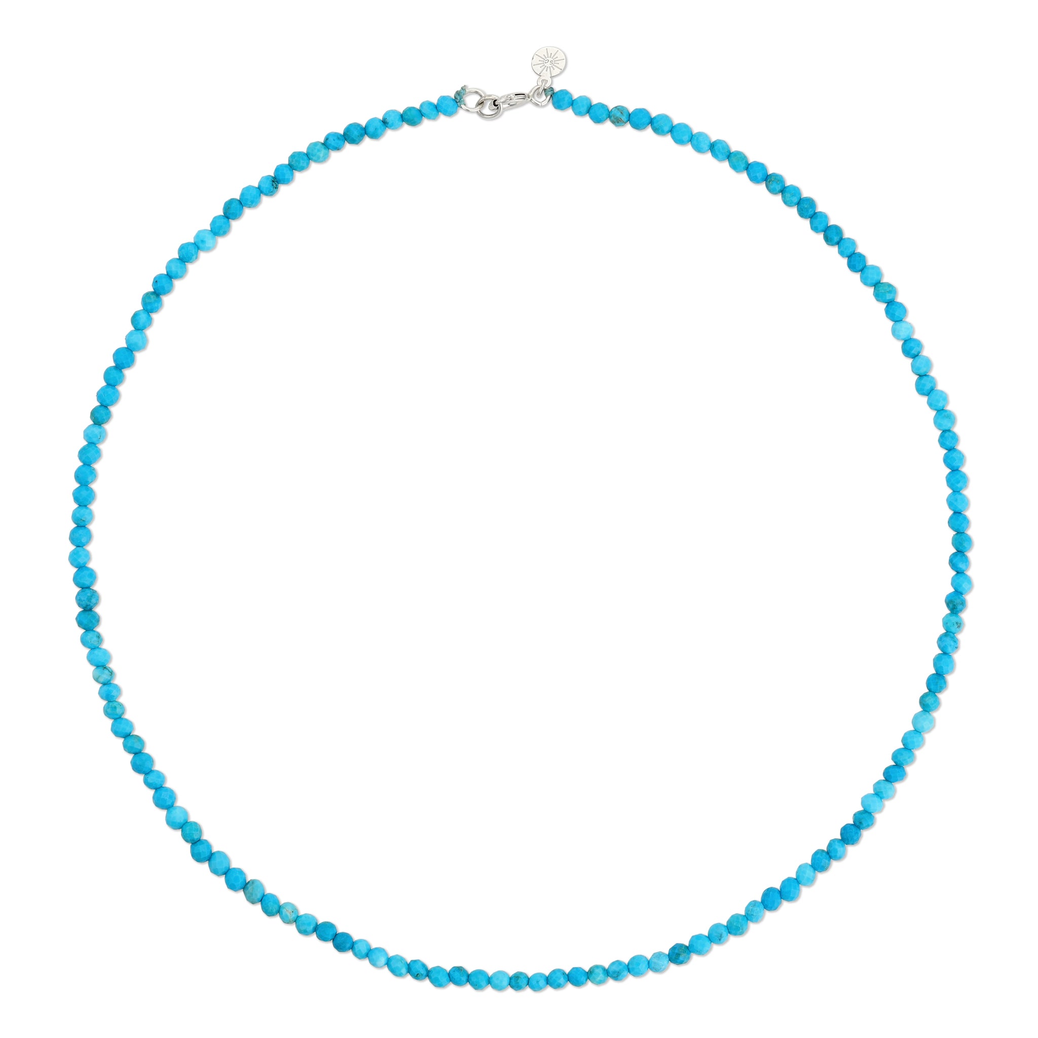 Turquoise faceted rondelle bead necklace with silver clasp, delicate blue gemstone jewelry by Summer Confessions Jewelry