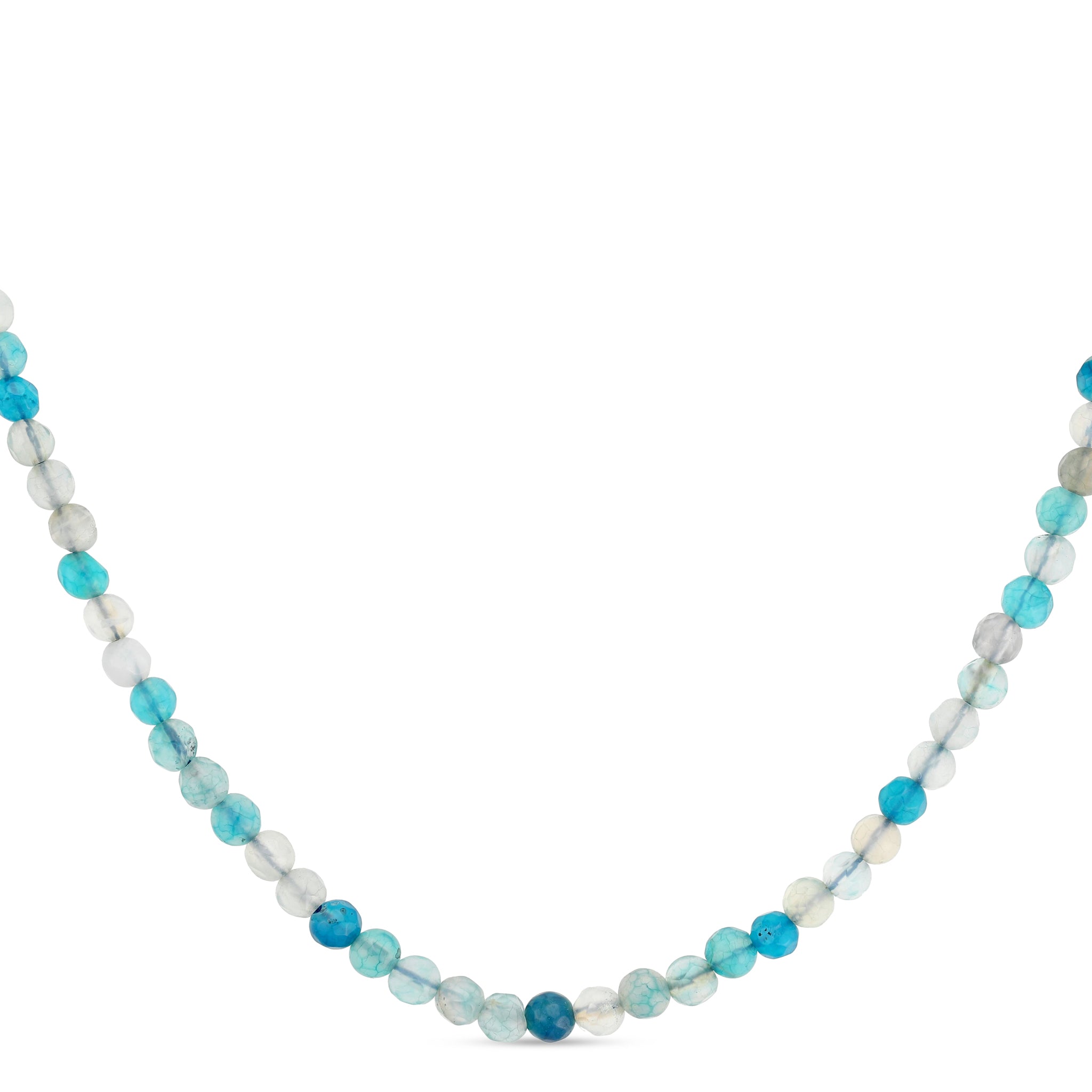 Faceted turquoise and blue stone beaded necklace with silver clasp