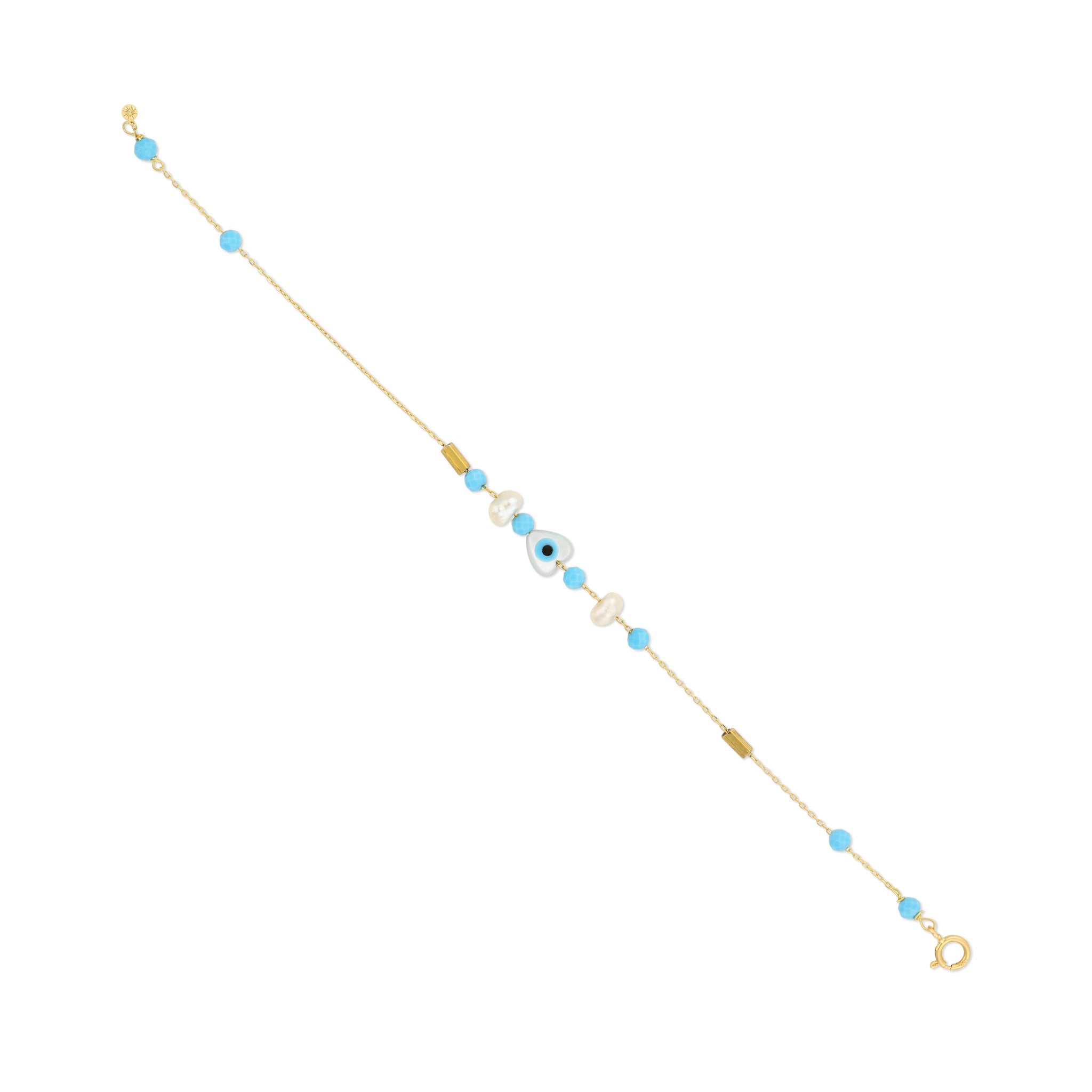 18k gold pearls turquoise bracelet 