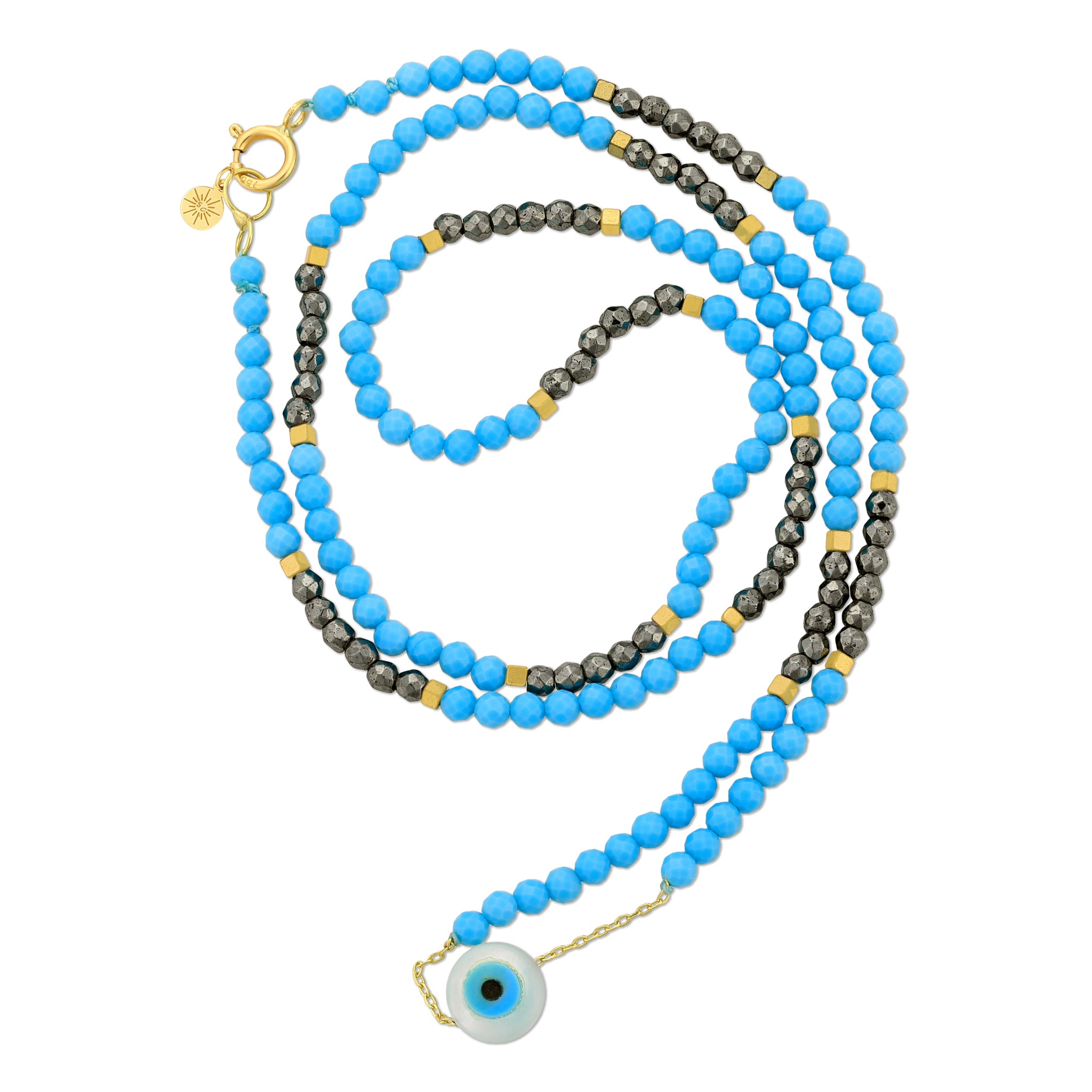 turquoise anklet 18k gold evil eye jewelry