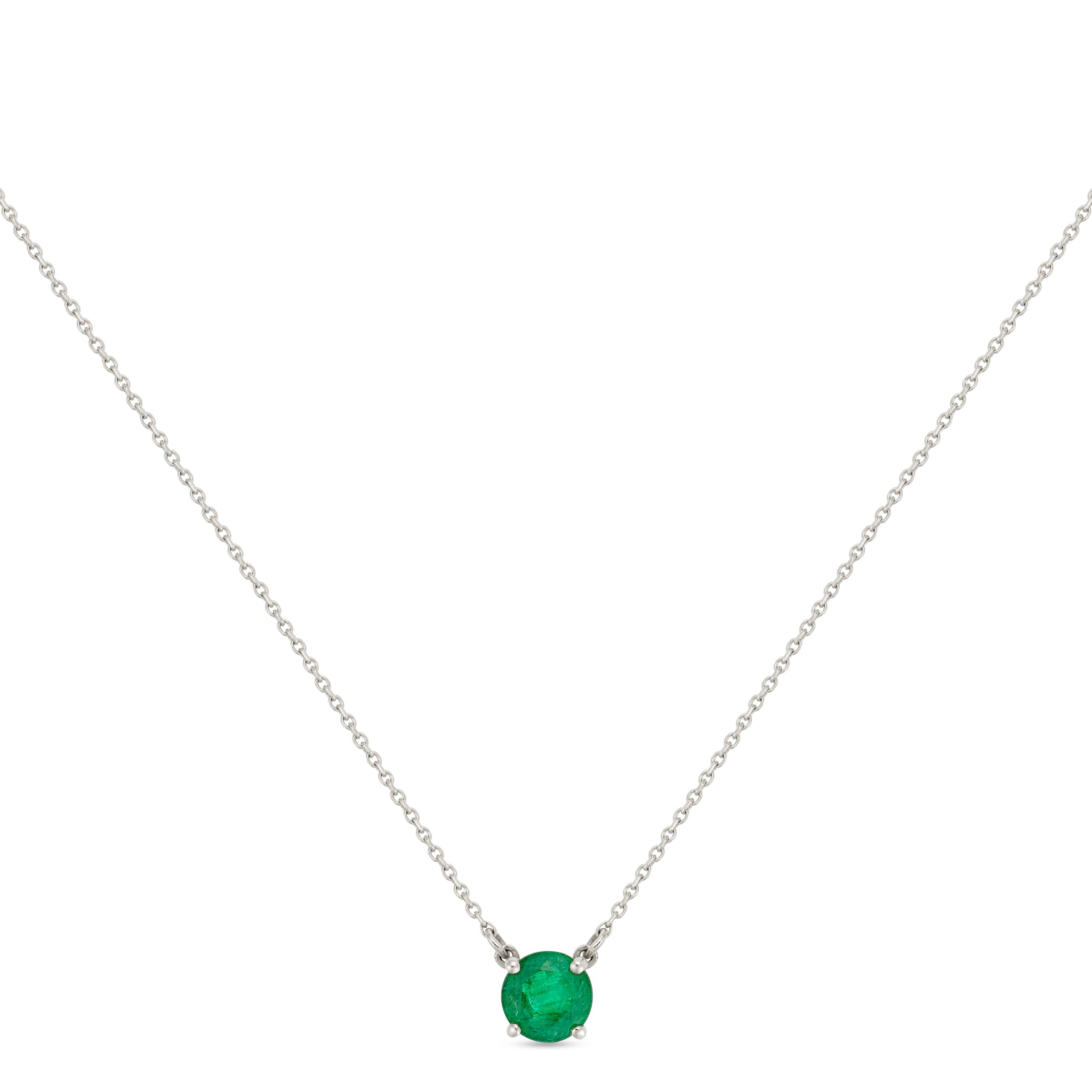 18k gold natural emerald stone necklace 