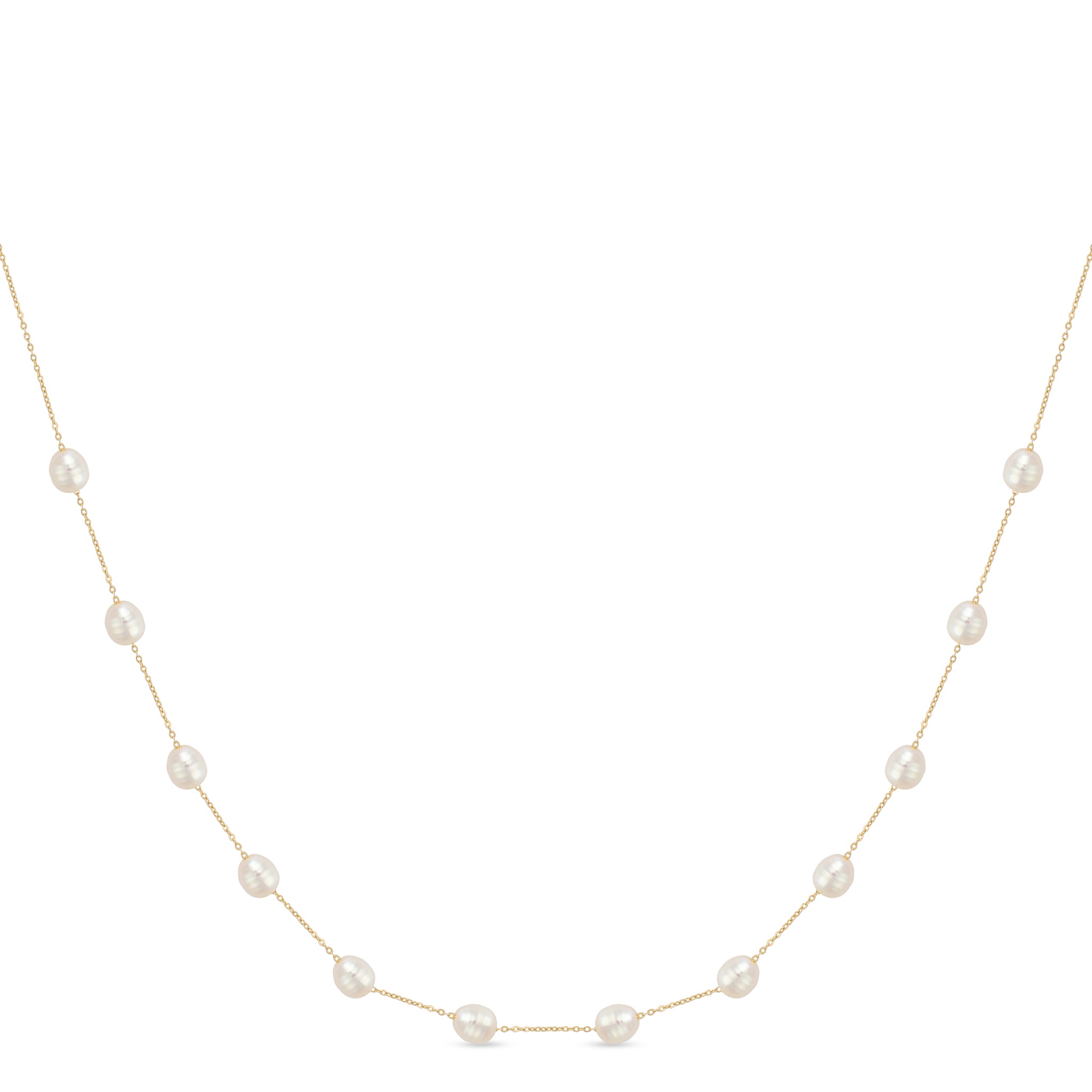 18k gold necklace with freshwater pearls 