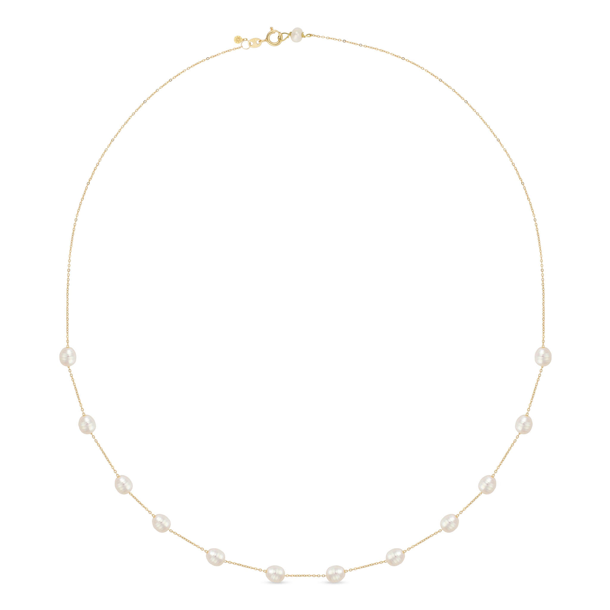 18k gold necklace with freshwater pearls 
