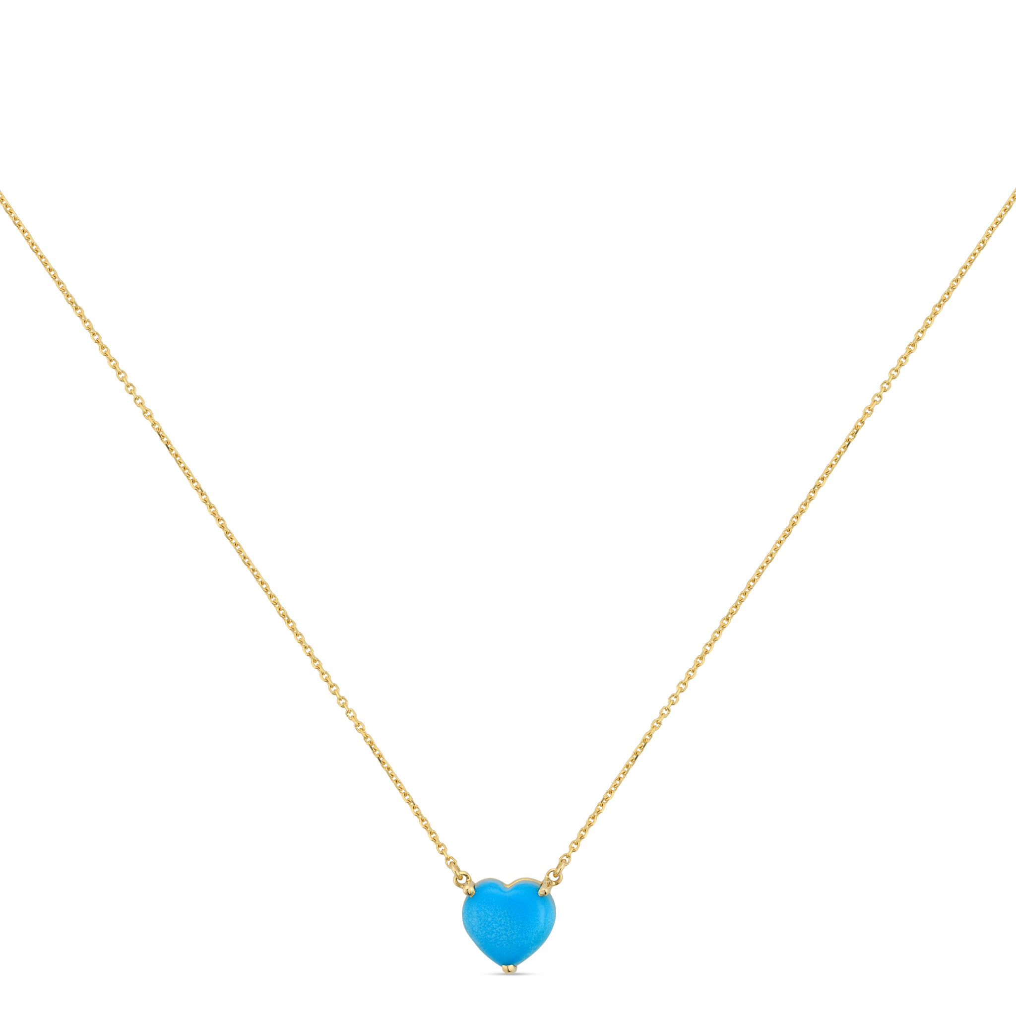 Turquoise heart gemstone necklace in solid 18k gold