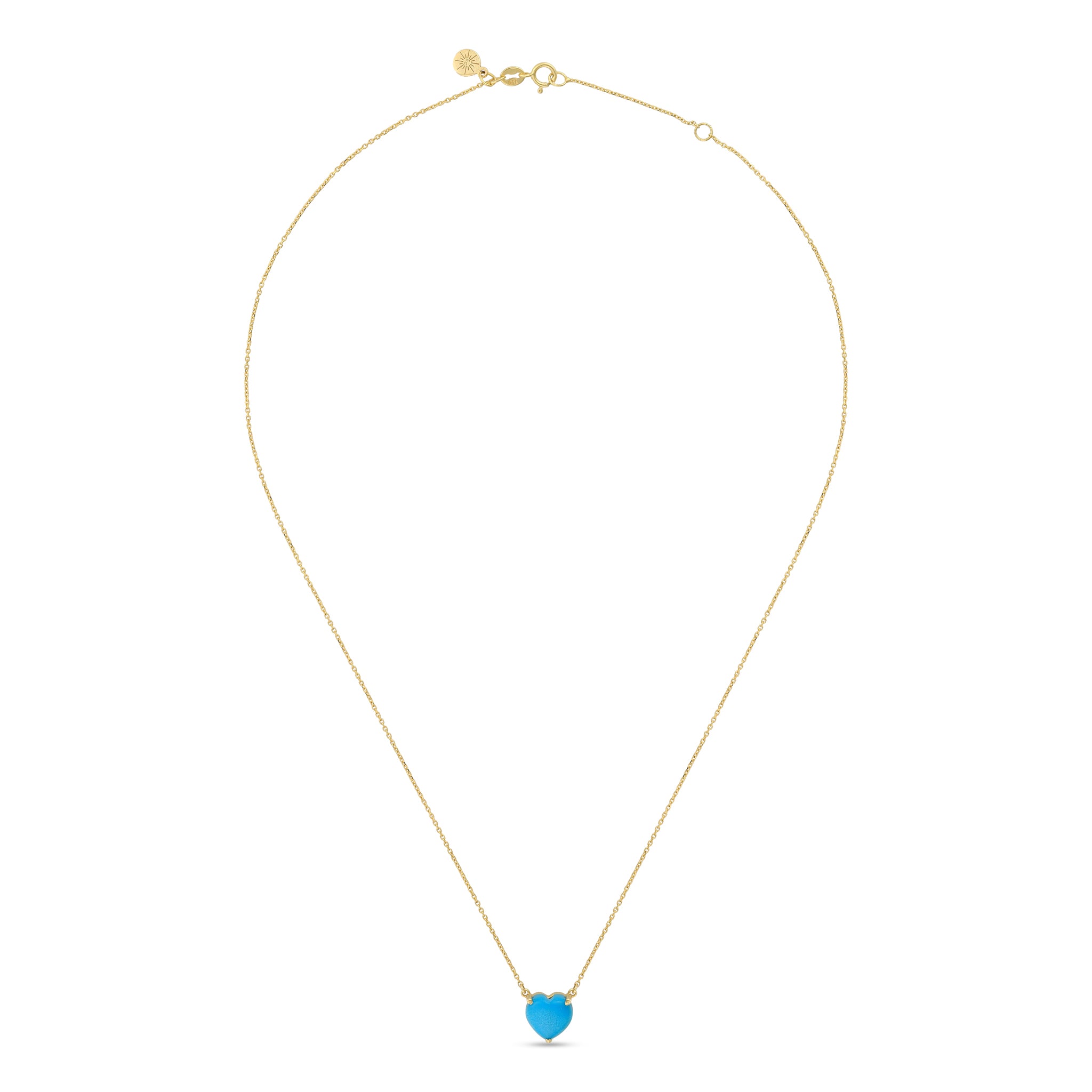 Turquoise heart gemstone necklace in solid 18k gold