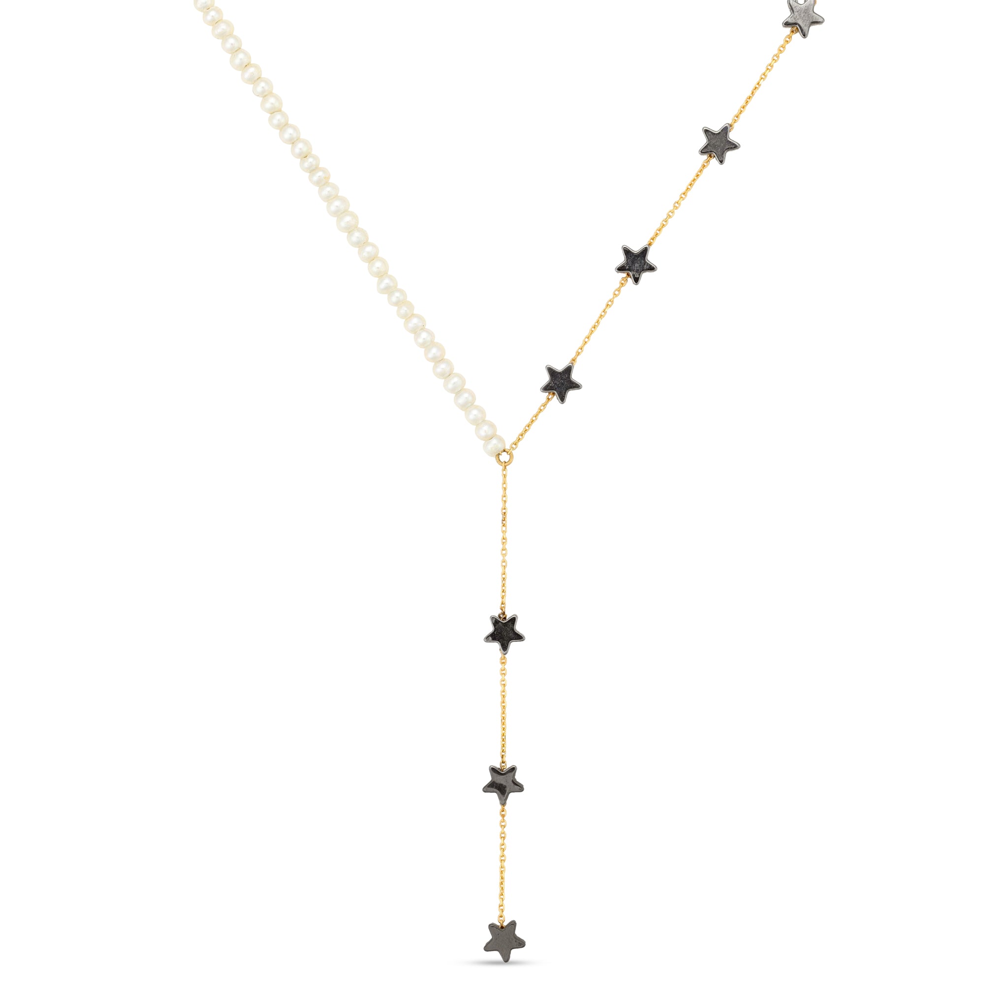 Pearl & Star Lariat Necklace