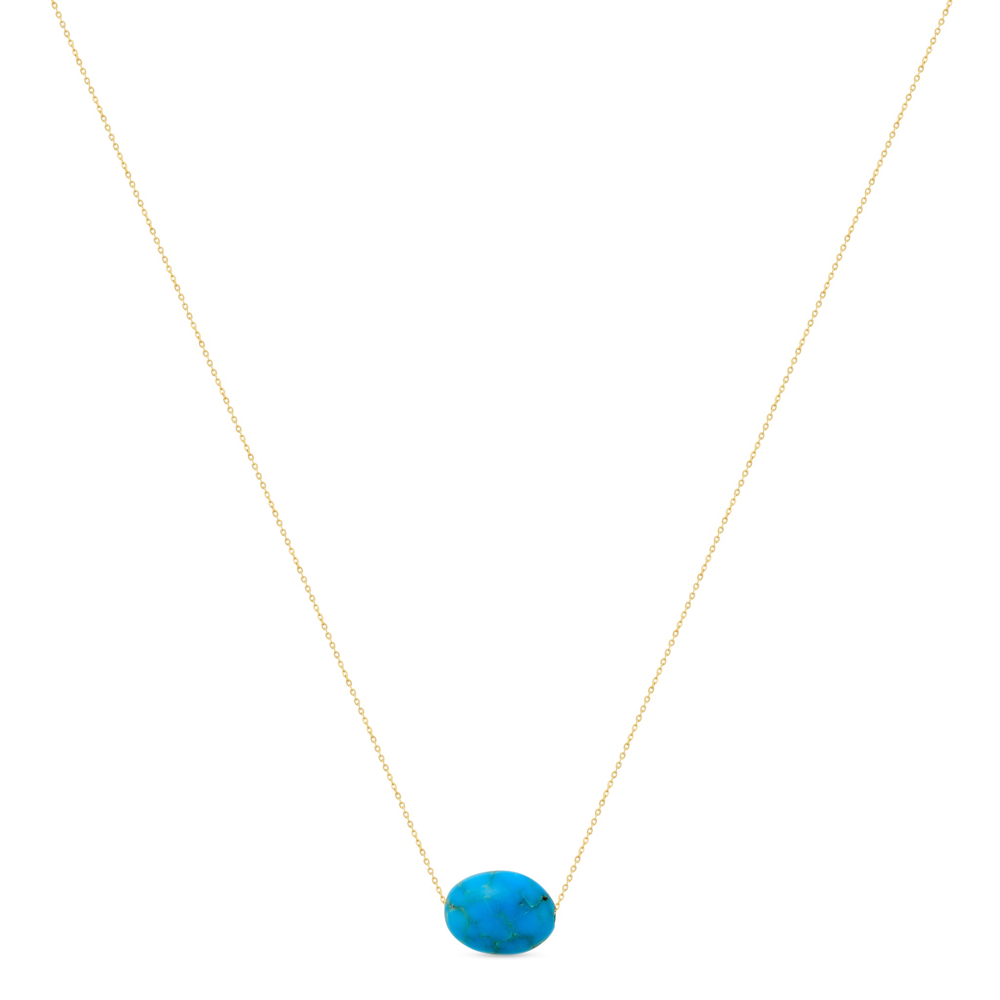 18k gold necklace with semi-precious turquoise stone pendant 