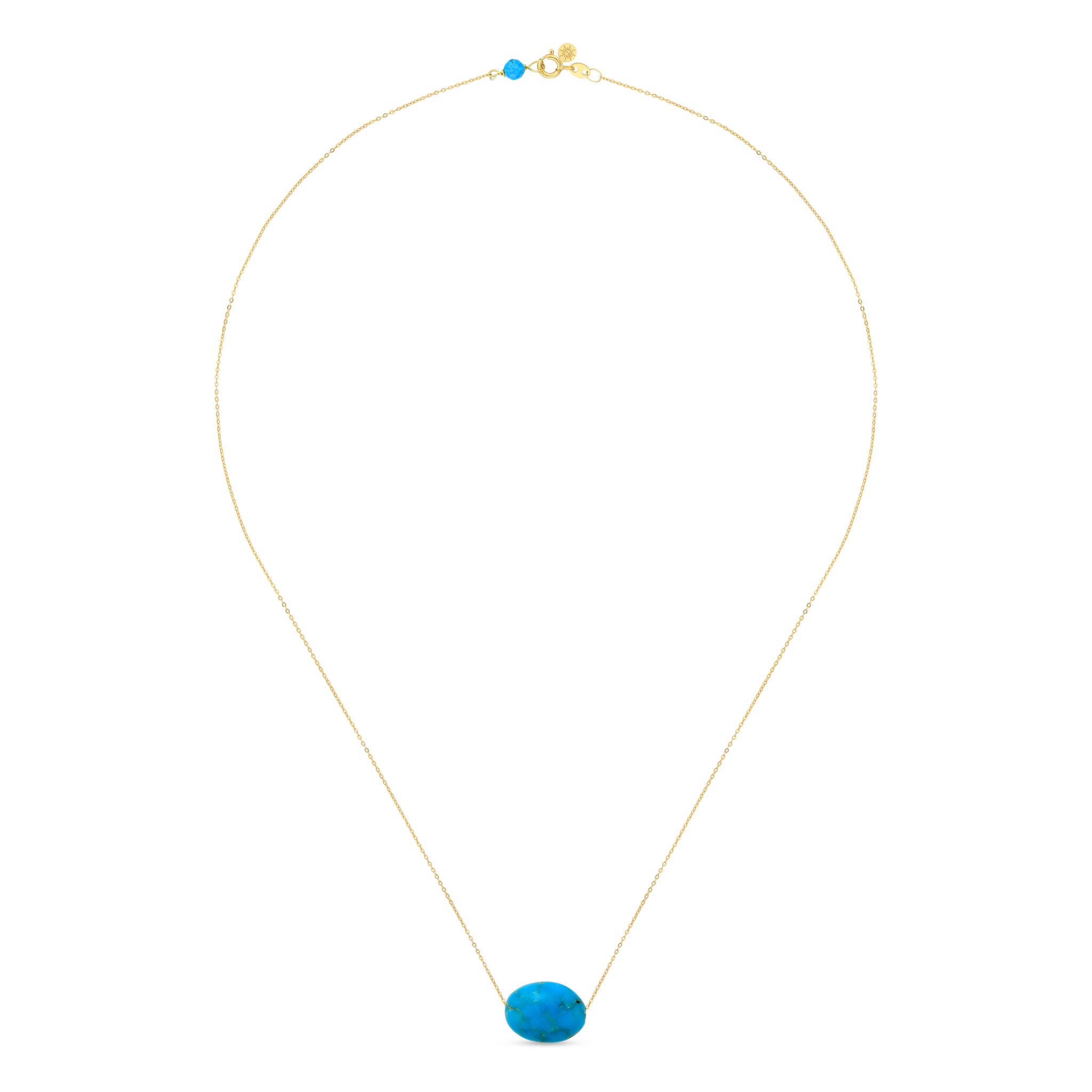 18k gold necklace with semi-precious turquoise stone pendant 