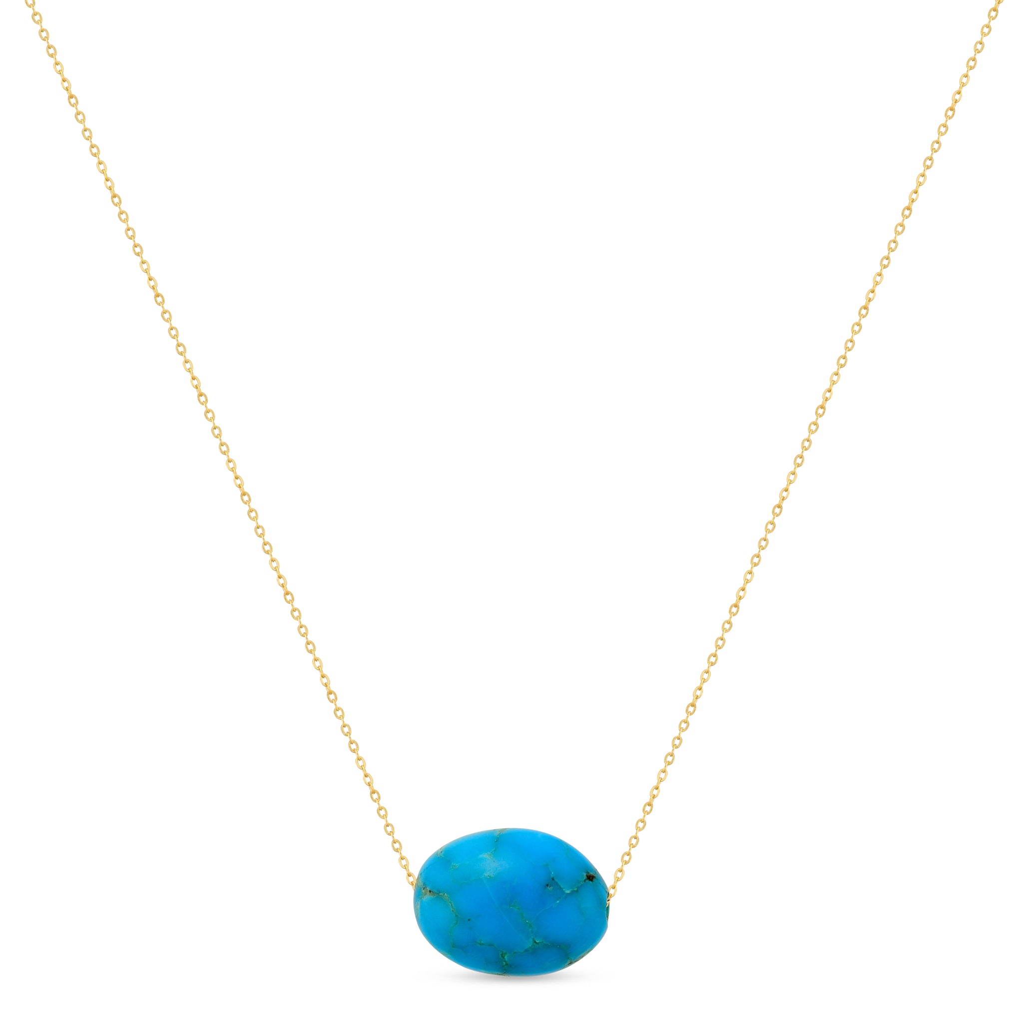 18k gold necklace with semi-precious turquoise stone pendant 